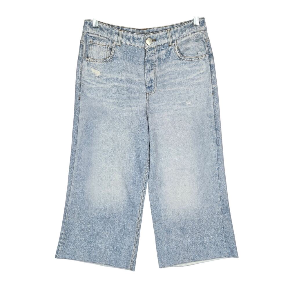 Joie Wide Leg Capri Jeans S/P Light Wash High Rise Cut Off Boho Festival Minimal